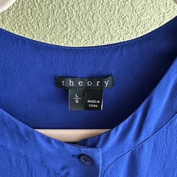 **Vintage** 100% Silk Theory Cobalt Blue Sleeveless Blouse - Picture 2 of 5